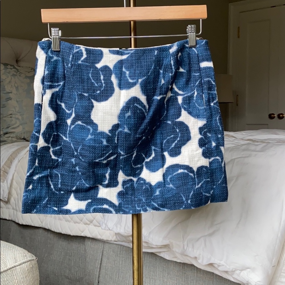 J Crew blue and white mini skirt